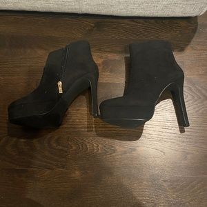 Black faux suede boots